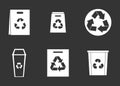Recycle material icon set grey vector