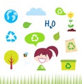 Recycle, nature and ecology icons on white
