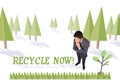 Recycle now against forest with earth tree Royalty Free Stock Photo