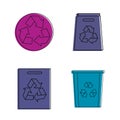 Recycle object icon set, color outline style Royalty Free Stock Photo