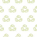 Recycle outline green symbol pattern. Seamless simple line illustration.