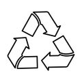 Recycle outline icon. Line art style
