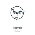 Recycle outline vector icon. Thin line black recycle icon, flat vector simple element illustration from editable ecology concept