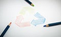 Recycle paper drawing Royalty Free Stock Photo