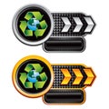 Recycle planet on silver and gold arrow banners Royalty Free Stock Photo