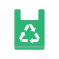 Plastic bag with triangle rotation arrow recycle sign, Green recycling plastic bag icon Royalty Free Stock Photo