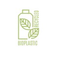 Recycle plastic bottle. Biodegradable icon. Plastic bottle with green leaves. Eco friendly compostable material production. Nature