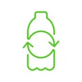 Recycle plastic logo icon, Arrows pet bottle shape recycling sign, Ecological preservation concept