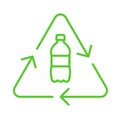 Recycle plastic logo icon, Arrows pet bottle shape recycling sign, Reusable ecological preservation concept