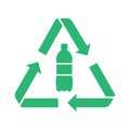 Recycle plastic logo icon, Arrows pet bottle shape recycling sign, Reusable ecological preservation