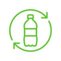 Recycle plastic logo icon, Arrows pet bottle shape recycling sign, Reusable ecological preservation concept