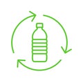 Recycle plastic logo icon, Arrows pet bottle shape recycling sign, Reusable ecological preservation concept