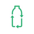 Recycle plastic logo icon, Arrows pet bottle shape recycling sign, Ecological preservation concept