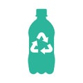 Recycle plastic logo icon, Arrows pet bottle shape recycling sign, Reusable ecological preservation concept