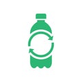 Recycle plastic logo icon, Arrows pet bottle shape recycling sign, Reusable ecological preservation