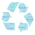 Recycle, regenerate, remodel, reprocess, reuse, save, upcycle vector word cloud Royalty Free Stock Photo