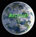 Recycle: A rendered view of the planet complete with graphics