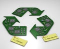 Electronic circuit boards as the Recycle symbol Royalty Free Stock Photo