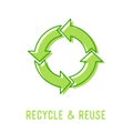 Recycle and Reuse Concept. Recycling Symbol of Circle with Green Circulate Rotating Arrows. Garbage Transformation Royalty Free Stock Photo