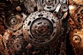 Recycle rough metal cogwheel texture background