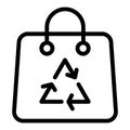 Recycle shopping bag line icon. Eco packet vector illustration isolated on white. Ecology bag with recycle sign outline Royalty Free Stock Photo