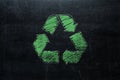 Recycle sign on chalkboard isolated on blackboard texture with c