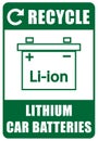 Recycle sign for electric car lithium batteries.