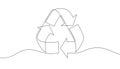 Recycle sign - one line continuous drawing style. Recycling icon - vector single line illustration for recycle bin