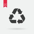 Recycle sign Vector icon. Trash symbol. Eco bio waste concept. Arrow sign isolated on white, flat design for web, website Royalty Free Stock Photo