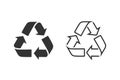 Recycle sign Vector line icon set. Trash symbol. Eco bio waste concept.
