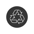 Recycle sign Vector line icon. Trash symbol. Eco bio waste concept. Arrow sign isolated on white, flat design for web, Royalty Free Stock Photo
