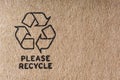 recycle symbol on cardboard Royalty Free Stock Photo