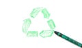 Recycle symbol drawn with a crayon Royalty Free Stock Photo