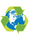 Recycle symbol and globe Royalty Free Stock Photo