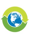 Recycle symbol and globe Royalty Free Stock Photo