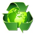 Recycle symbol with globe over white Royalty Free Stock Photo