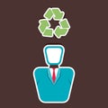 Recycle symbol on human head