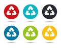 Recycle symbol icon flat round button set illustration design Royalty Free Stock Photo