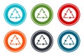 Recycle symbol icon flat vector illustration design round buttons collection 6 concept colorful frame simple circle set Royalty Free Stock Photo