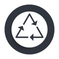 Recycle symbol icon flat vector round button clean black and white design concept isolated illustration Royalty Free Stock Photo