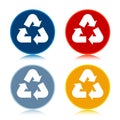 Recycle symbol icon trendy flat round buttons set illustration design Royalty Free Stock Photo