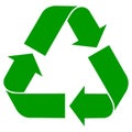 Recycle symbol, isolated green arrows icon, accurate vector illustration.