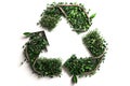 recycle symbol made from green leaves on white. generative AI Royalty Free Stock Photo