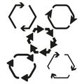 Recycle symbol set. Environmental conservation icons. Circular arrow graphics. Vector illustration. EPS 10. Royalty Free Stock Photo