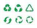 Recycle symbol vector set. Green recycle sign set on white background.