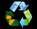 Recycle Symbol-World map Royalty Free Stock Photo