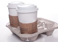 Recycle takeout coffee cups and tray