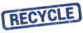 RECYCLE text written on blue rectangle stamp