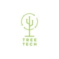 Recycle tree tech line logo design vector graphic symbol icon sign illustration creative idea