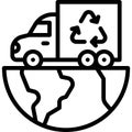 Recycle Truck on Half Earth icon, Earth Day related vector